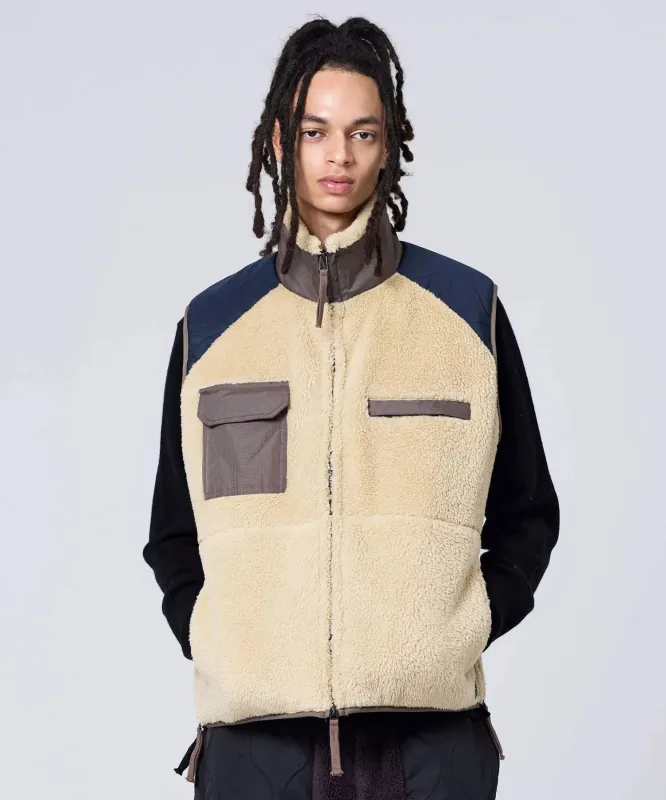 Unisex Military Pile-Fleece High-Neck Vest made by Taion