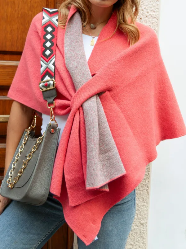 Poncho corallo/grigio sold by Carro Positano