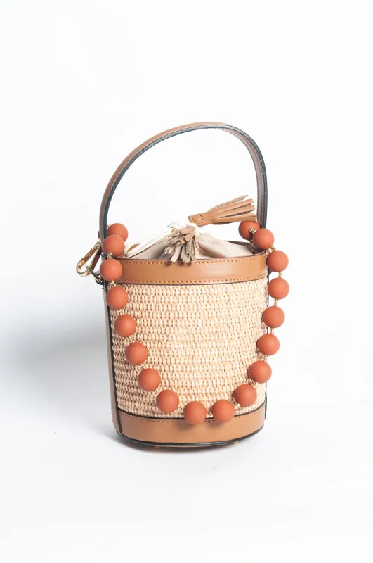 Borsa Secchiello pelle e rafia - Cuoio sold by Carro Positano