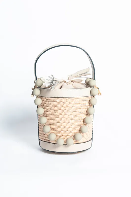 Borsa Secchiello pelle e rafia - Beige sold by Carro Positano