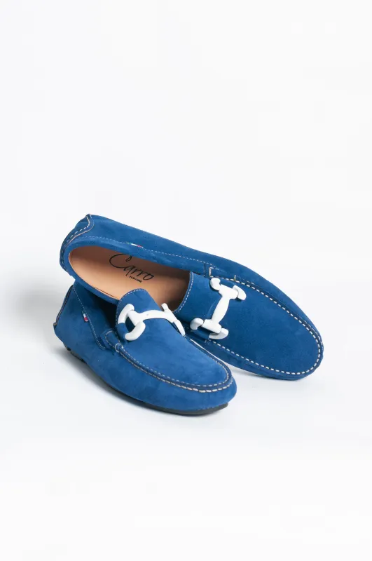 Mocassino basic fibbia a contrasto - Blu navy sold by Carro Positano