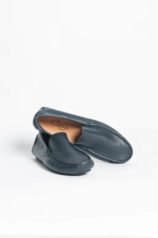 Mocassino basic pelle - Blu sold by Carro Positano