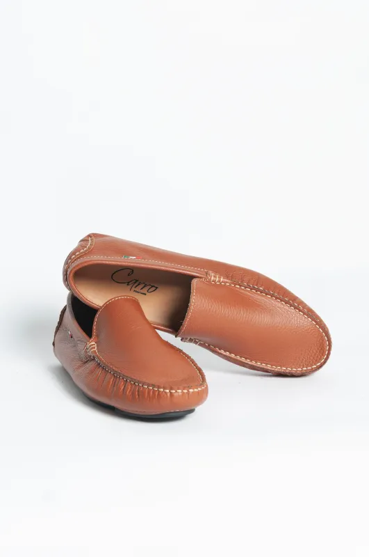 Mocassino basic pelle - Cuoio sold by Carro Positano