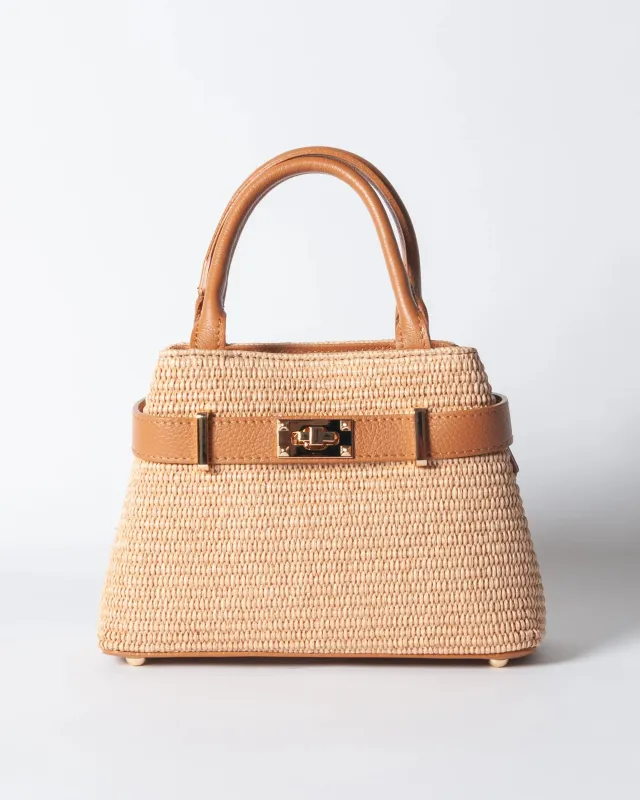 Borsa Nina pelle e rafia - Cuoio sold by Carro Positano