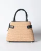 Borsa Nina pelle e rafia - Nero sold by Carro Positano