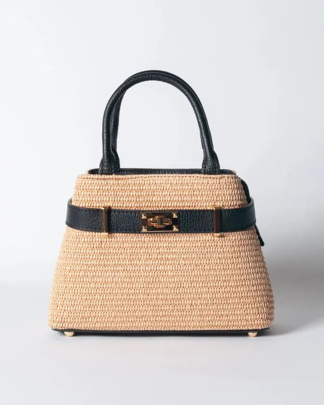 Borsa Nina pelle e rafia - Nero sold by Carro Positano