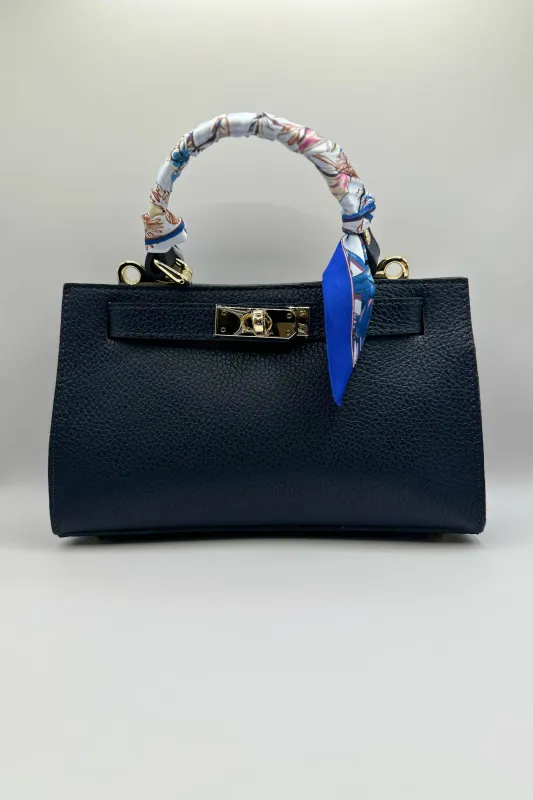 Borsa Mini Kelly foulard - Blu Navy sold by Carro Positano