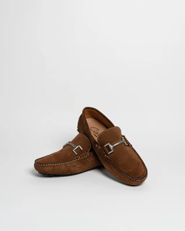 Mocassino in camoscio con fibbia - Bruciato made by Carro Positano