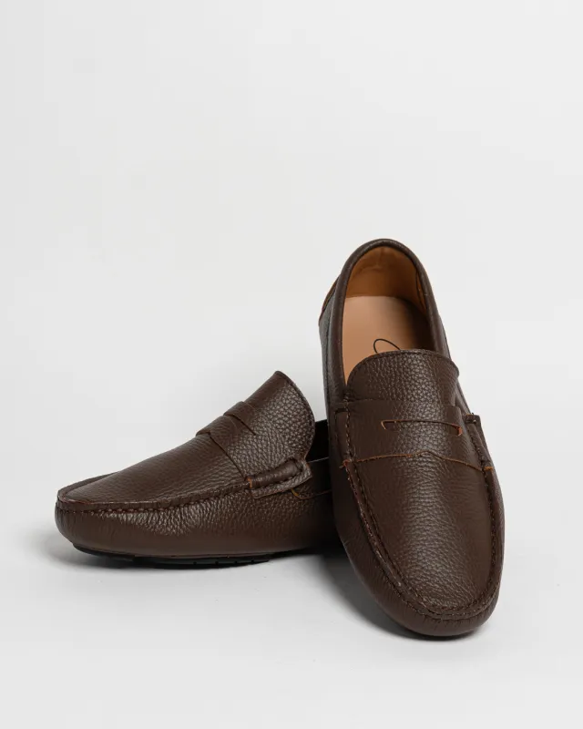 Mocassino in pelle con bendina - Castagna made by Carro Positano