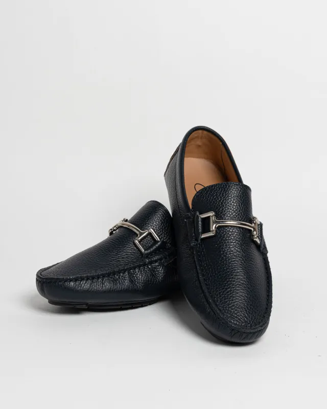 Mocassino in pelle con fibbia - Blu made by Carro Positano