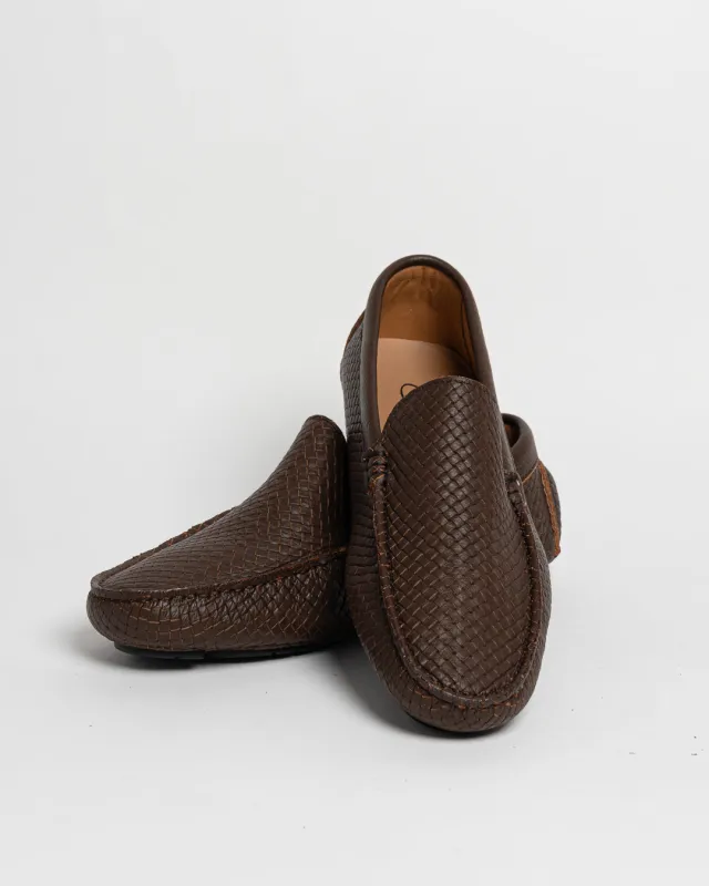 Mocassino in pelle intrecciata - Castagna made by Carro Positano