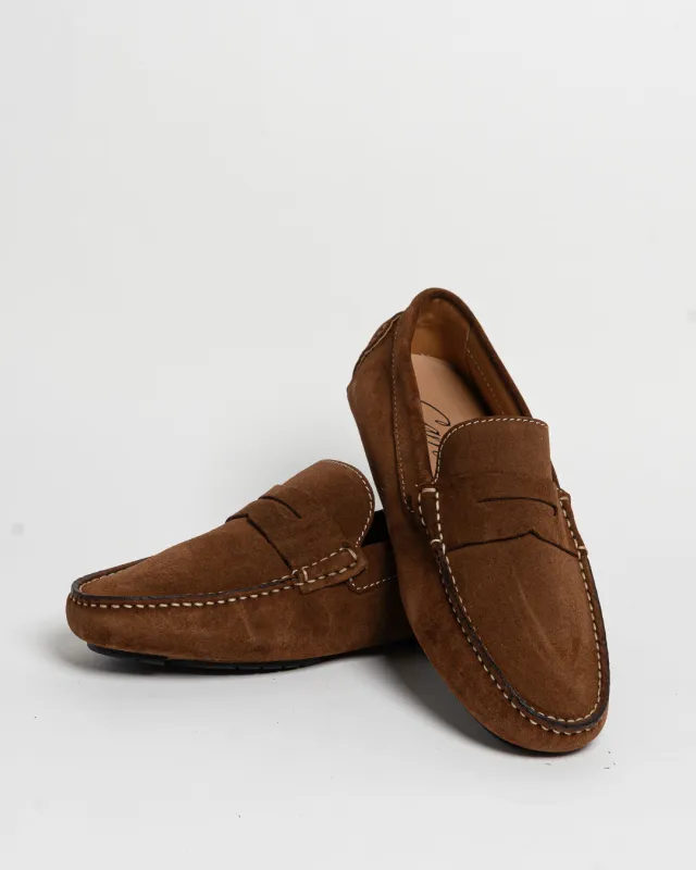 Mocassino in camoscio con bendina - Bruciato made by Carro Positano