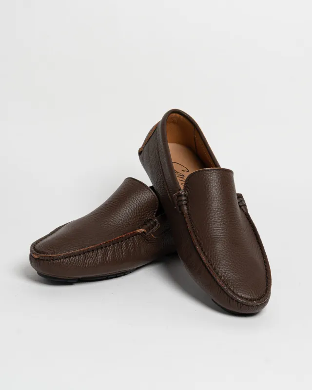 Mocassino basic in pelle - Castagna made by Carro Positano