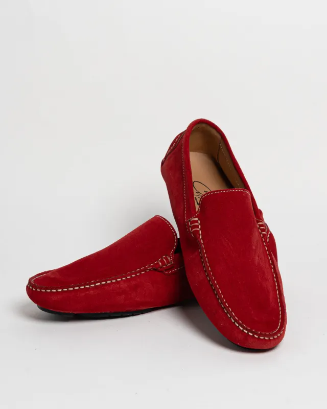 Mocassino basic in camoscio - Rosso made by Carro Positano