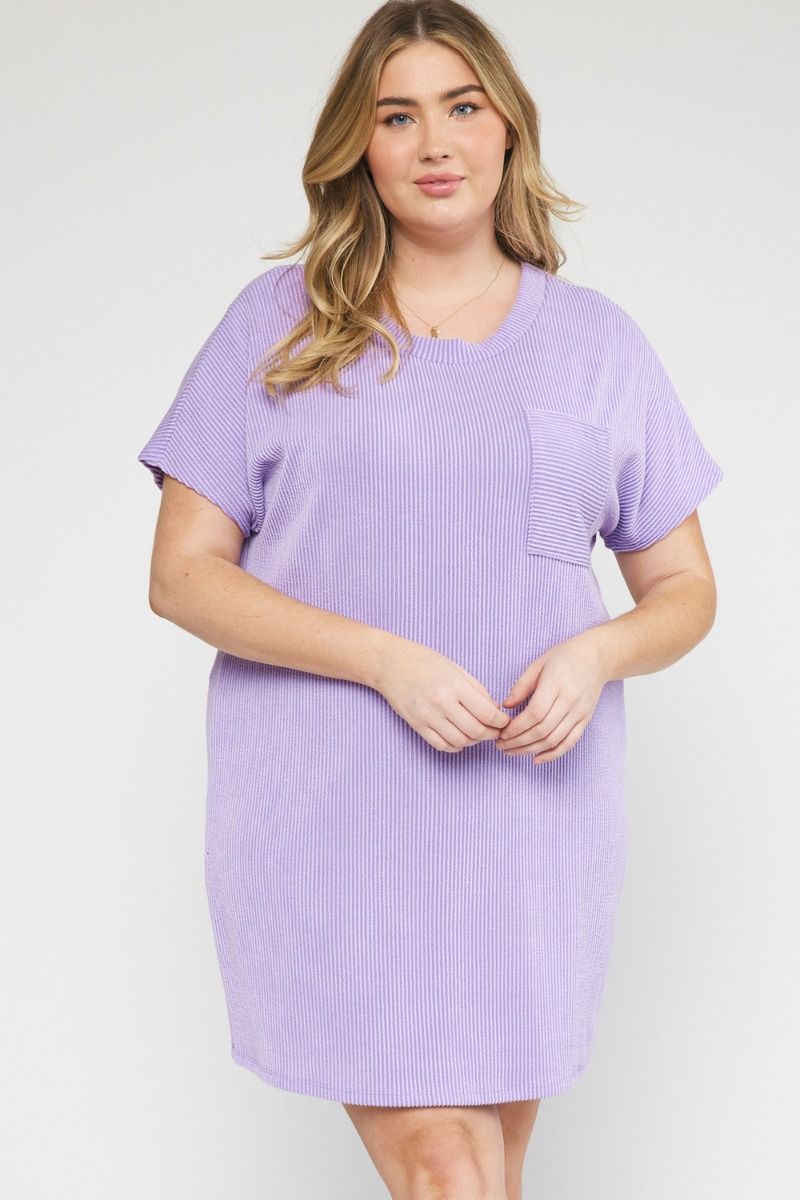 *Curvy* Lavender Ribbed Knit Dress sold by The Dogwood Boutique