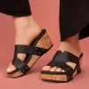 Allyson Cork Wedge Slide – Crisscross Metallic Sandal in 4 Colors sold by The Dogwood Boutique