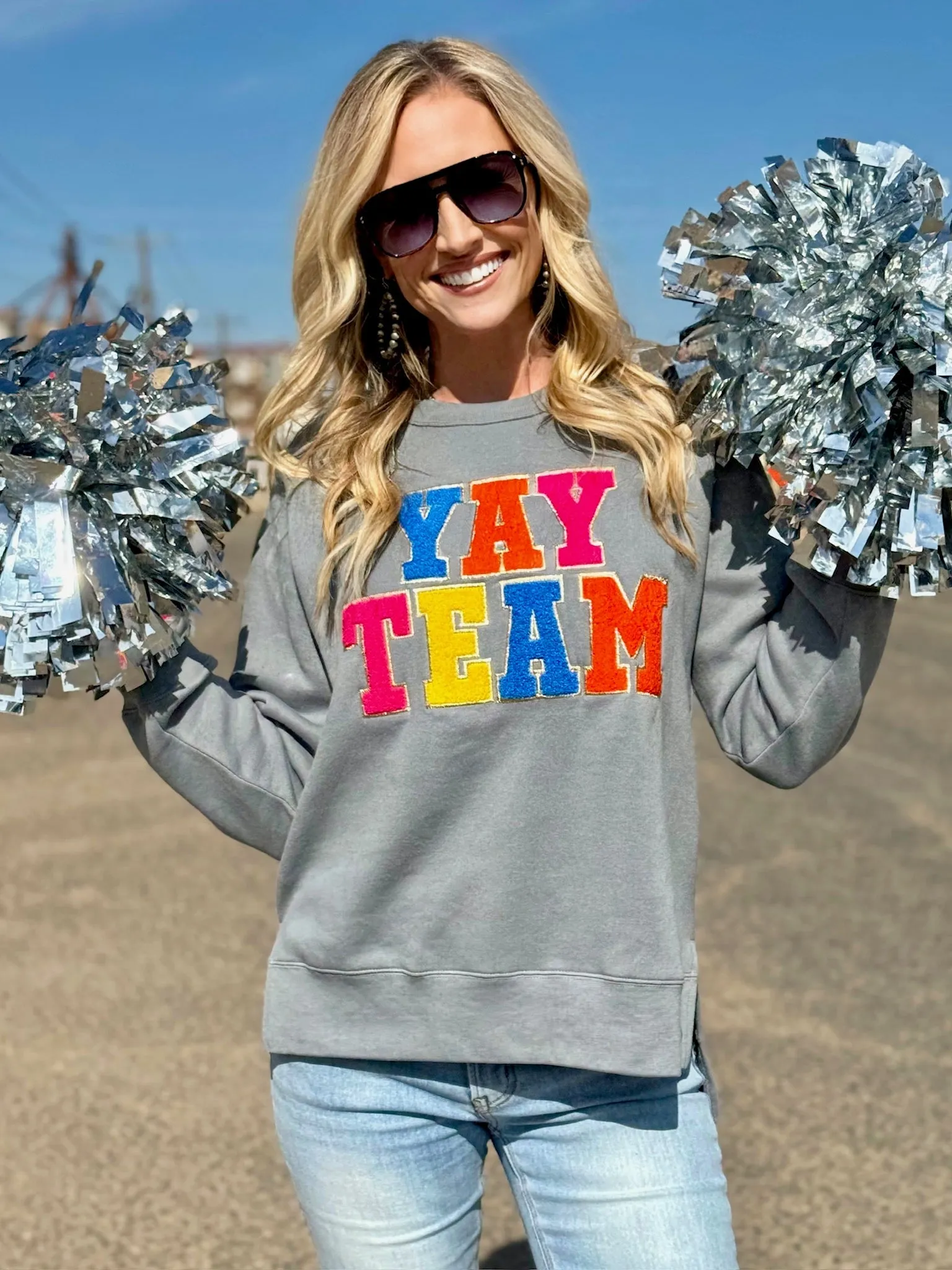 Sync Logic Yay Team Chenille Applique Sweatshirt sold by The Dogwood Boutique product image thumbnail 2