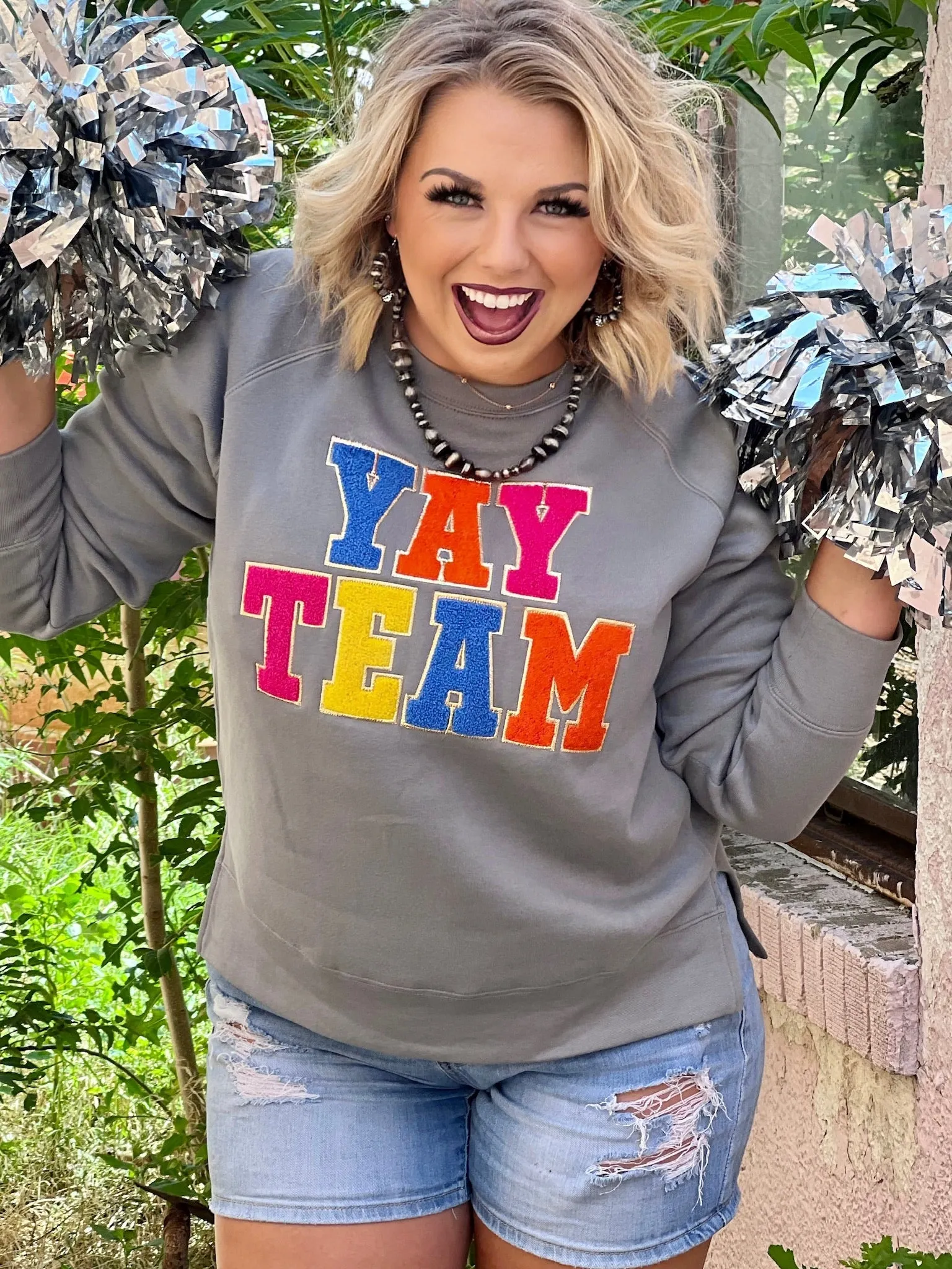 Sync Logic Yay Team Chenille Applique Sweatshirt sold by The Dogwood Boutique product image thumbnail 5