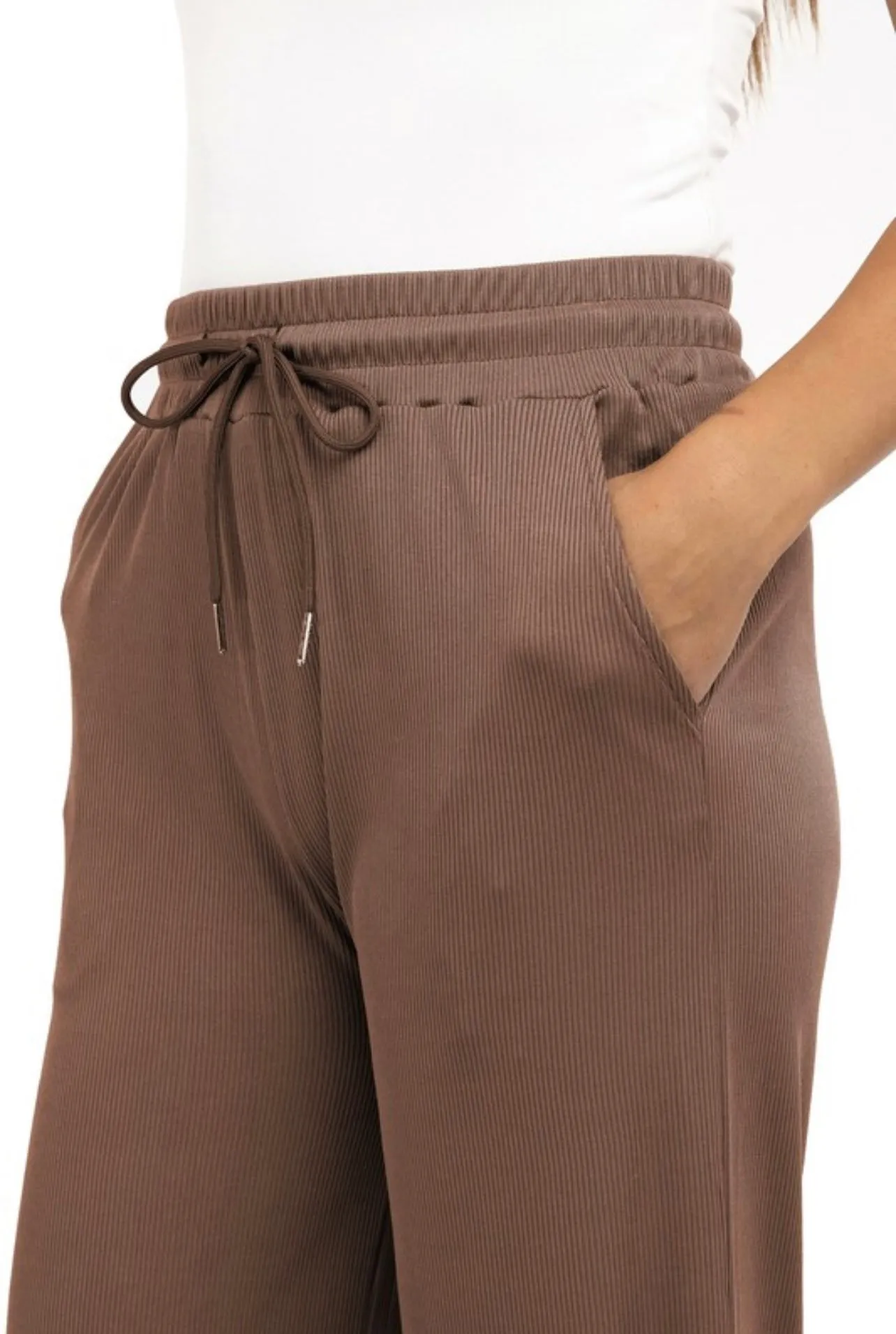Stretchy Ribbed Drawstring Wide Leg Pants sold by The Dogwood Boutique product image thumbnail 3