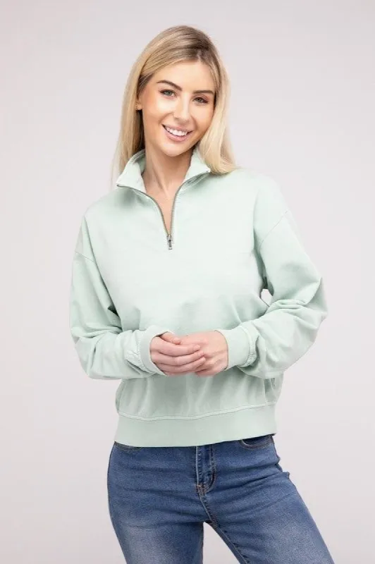 Half Zip Long Sleeve Sweatshirt sold by The Dogwood Boutique