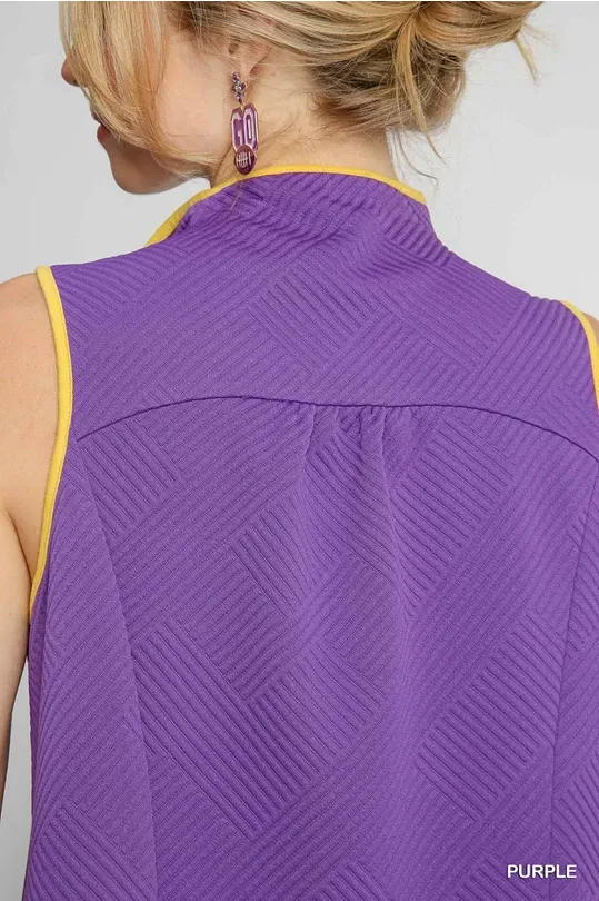 Purple Sleeveless Half Zipper Dress sold by The Dogwood Boutique product image thumbnail 3