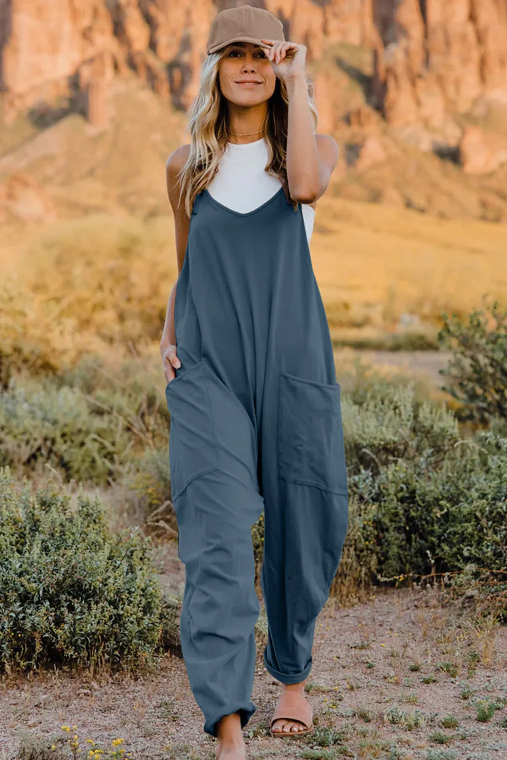 Double Take Full Size V-Neck Sleeveless Jumpsuit with Pockets sold by The Dogwood Boutique product image thumbnail 4