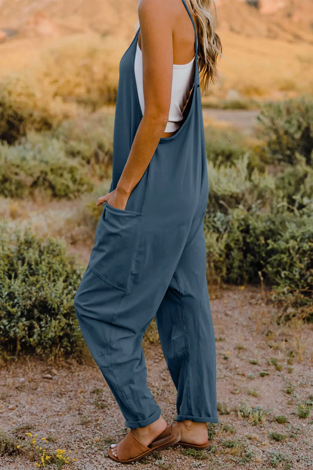 Double Take Full Size V-Neck Sleeveless Jumpsuit with Pockets sold by The Dogwood Boutique product image thumbnail 5