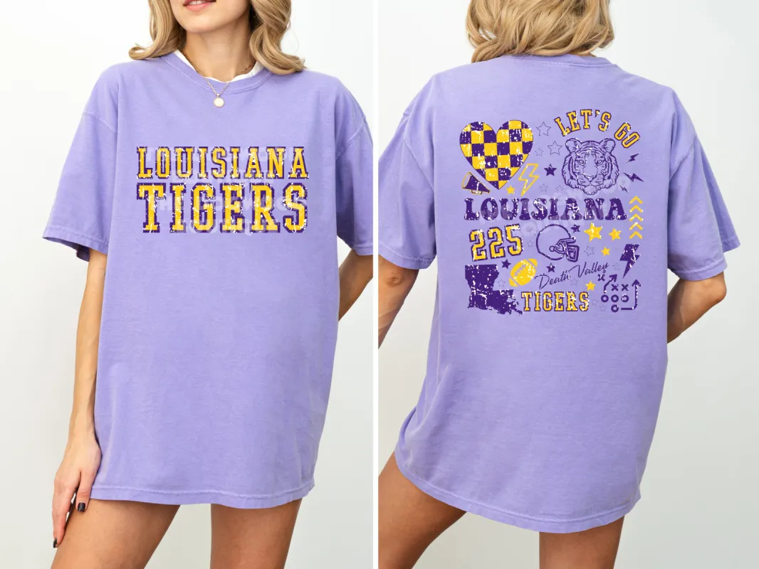 Louisiana Tigers Front & Back Comfort Colors Collage Tee sold by The Dogwood Boutique