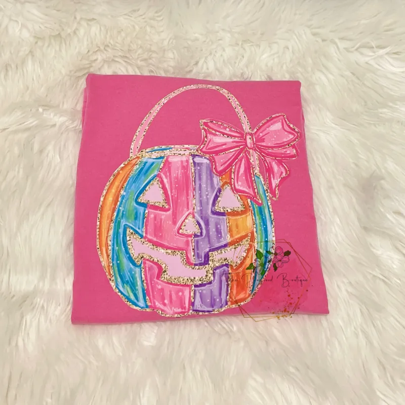 Girly Pumpkin Candy Basket Tee sold by The Dogwood Boutique