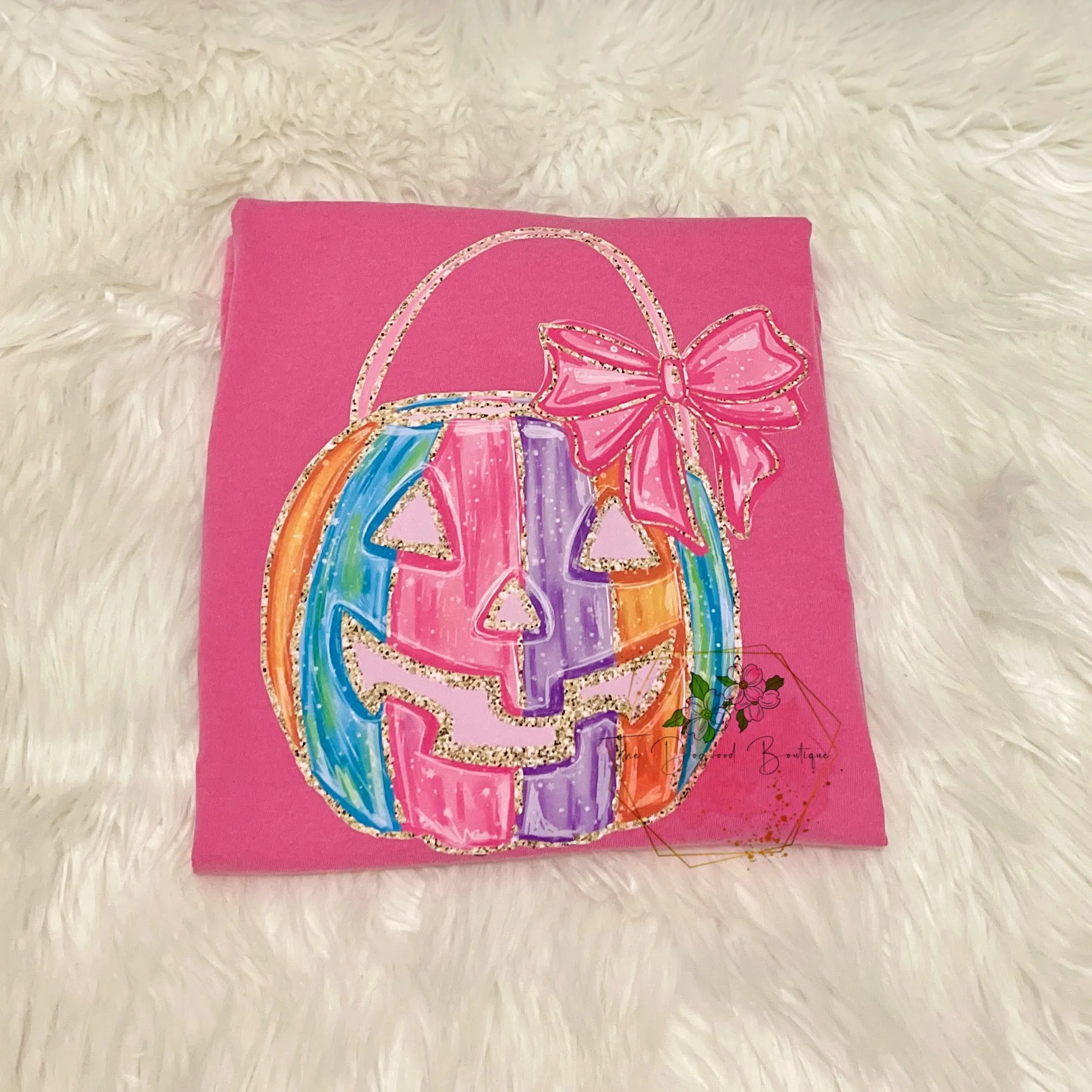 Girly Pumpkin Candy Basket Tee sold by The Dogwood Boutique