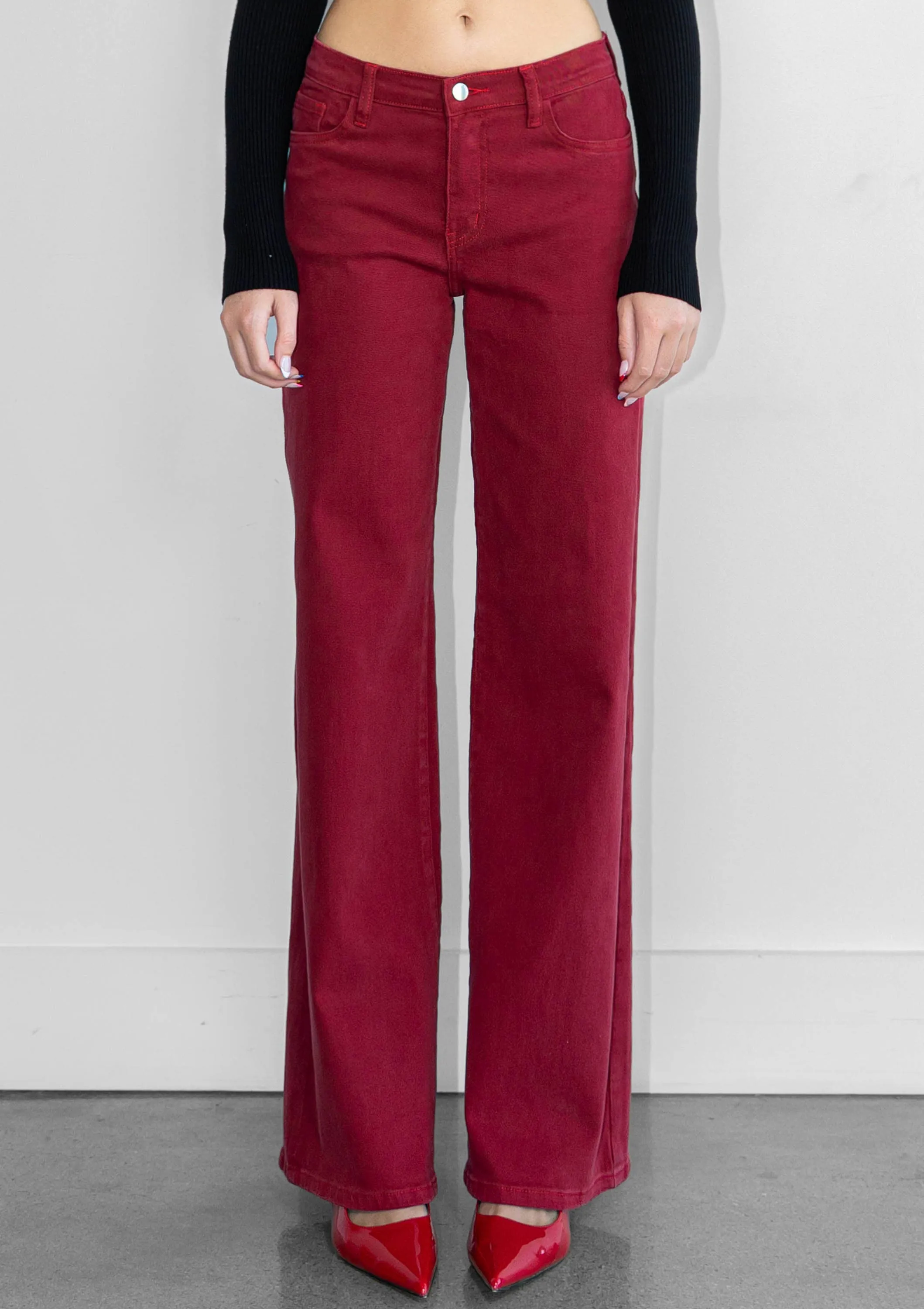 Crimson Mid Rise Wide Leg Jeans sold by The Dogwood Boutique product image thumbnail 2