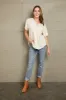 Buttoned Notched Neck Short Sleeve Top sold by The Dogwood Boutique