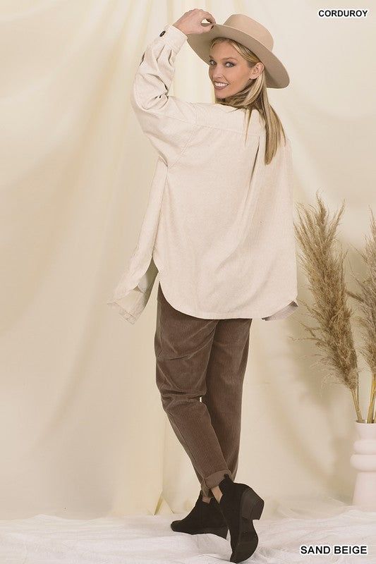 Oversized Corduroy Button Front Shacket sold by The Dogwood Boutique product image thumbnail 3