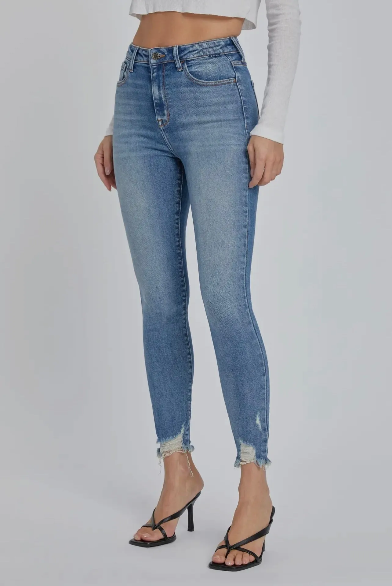 CELLO High Rise Ankle Skinny With Frayed Hem sold by The Dogwood Boutique product image thumbnail 3