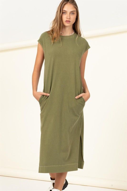 Casual Comfy Sleeveless Midi Dress sold by The Dogwood Boutique