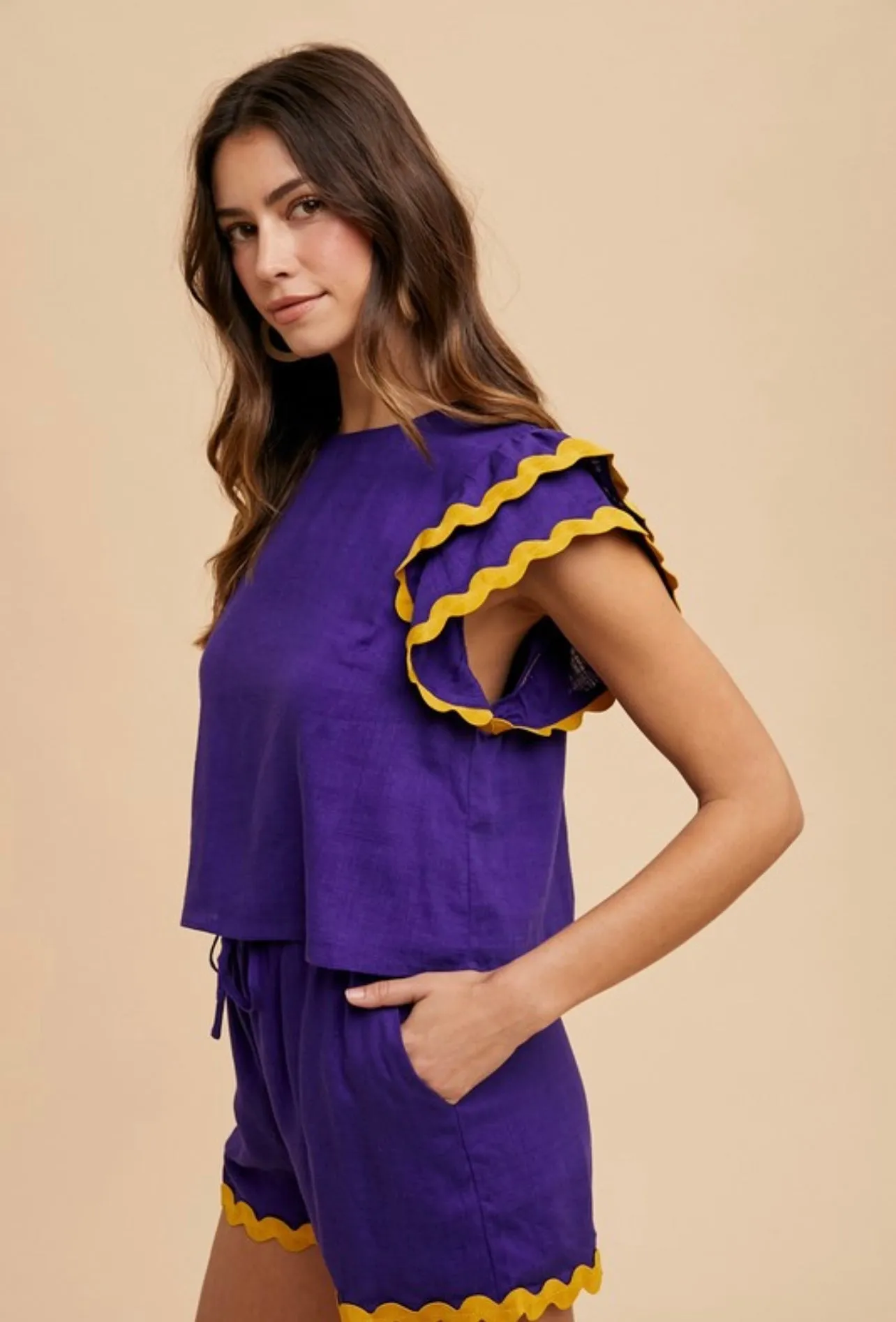 Purple & Gold Ric Rac Set sold by The Dogwood Boutique product image thumbnail 4