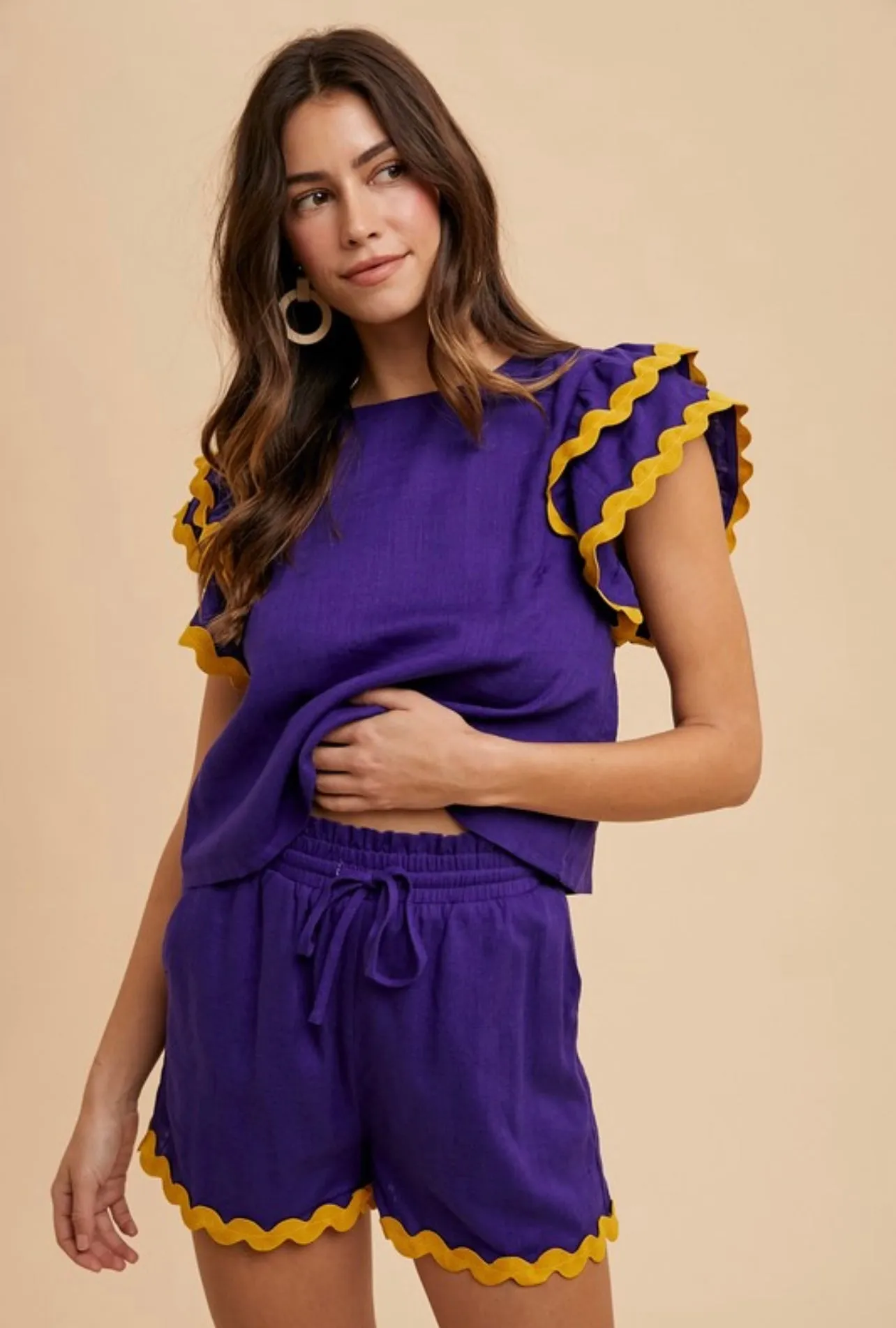 Purple & Gold Ric Rac Set sold by The Dogwood Boutique product image thumbnail 2