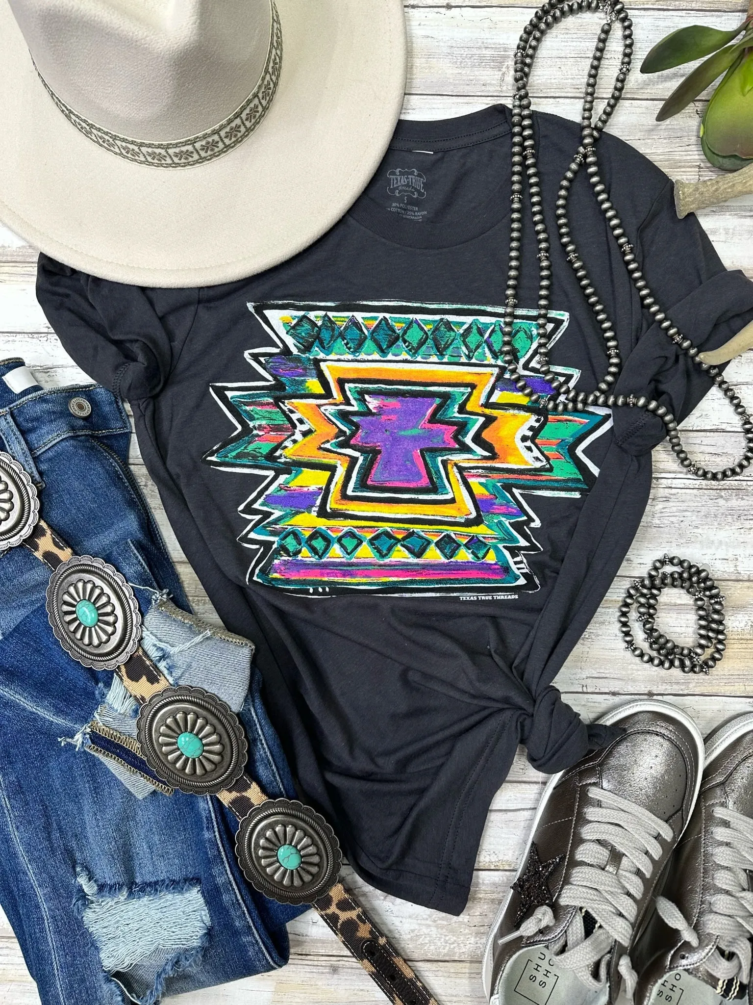 Callie Ann Stelter Neon Aztec Tee sold by The Dogwood Boutique product image thumbnail 2