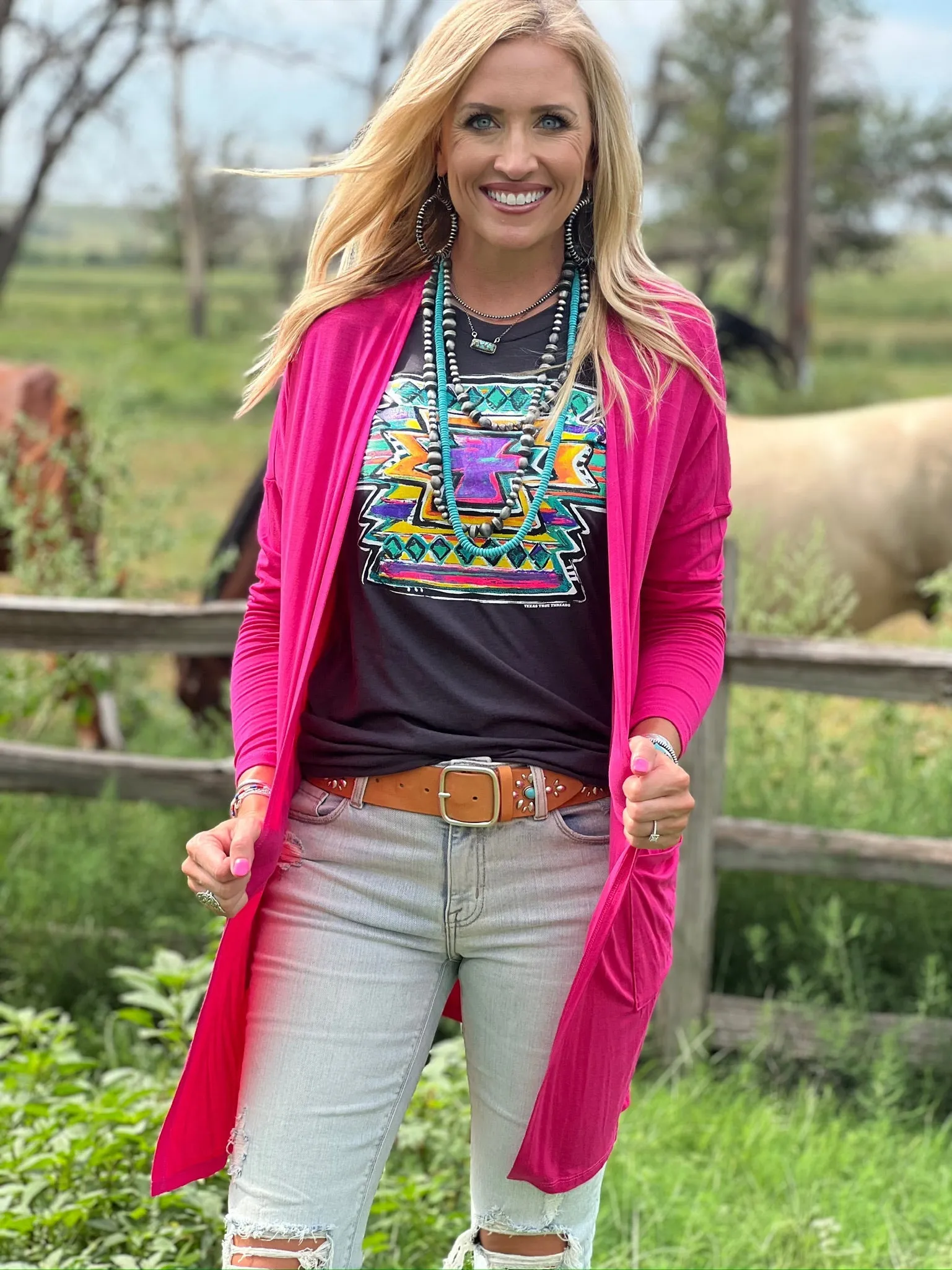 Callie Ann Stelter Neon Aztec Tee sold by The Dogwood Boutique product image thumbnail 4