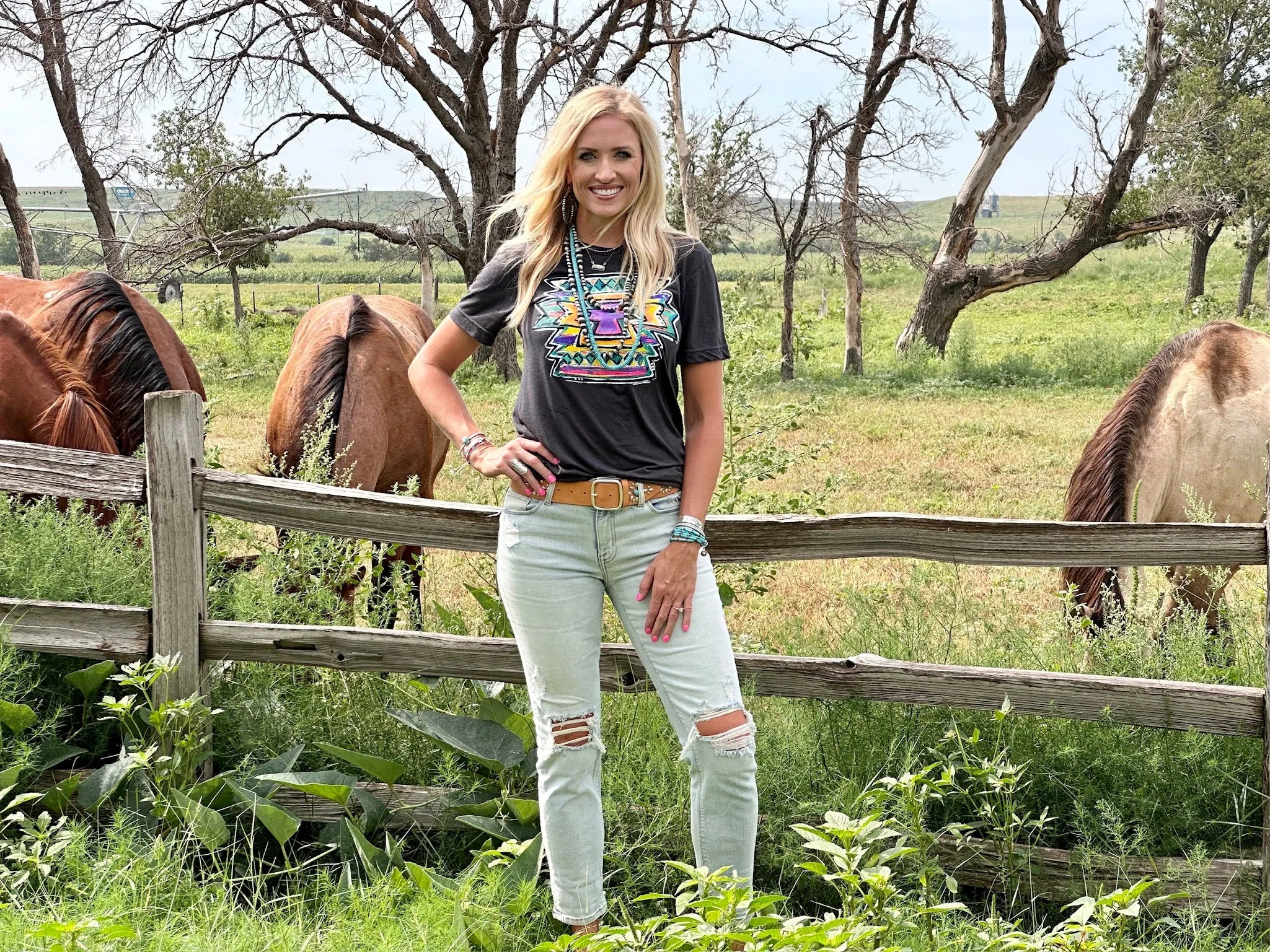 Callie Ann Stelter Neon Aztec Tee sold by The Dogwood Boutique product image thumbnail 3