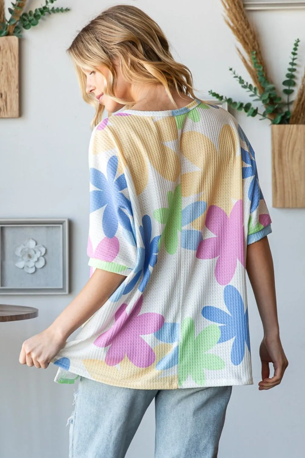 HOPELY Floral Round Neck Waffle T-Shirt sold by The Dogwood Boutique product image thumbnail 2