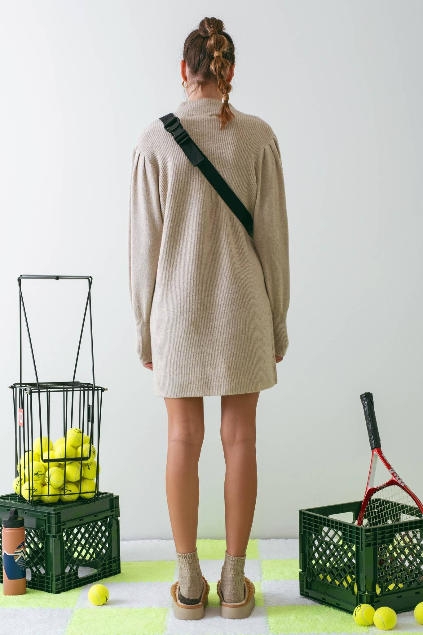 Khaki Mock Neck Knit Sweater Dress sold by The Dogwood Boutique product image thumbnail 5