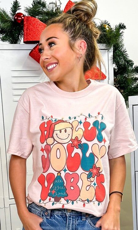 Holly Jolly Vibes Graphic T-Shirt sold by The Dogwood Boutique