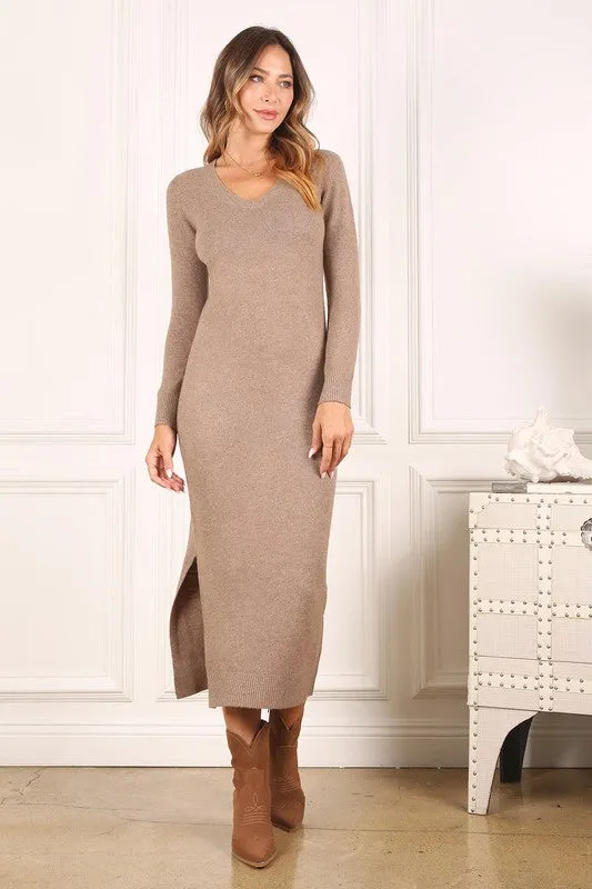 V-Neck Sweater Maxi Dress sold by The Dogwood Boutique product image thumbnail 2