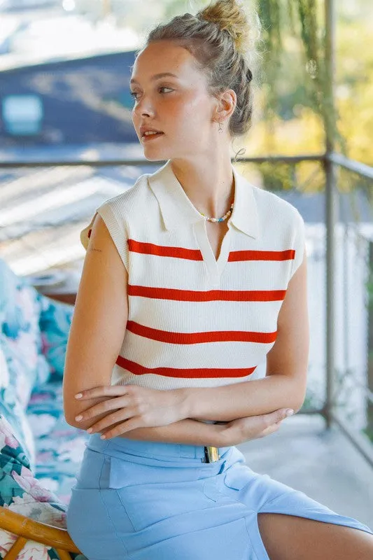 Striped Polo Vest sold by The Dogwood Boutique