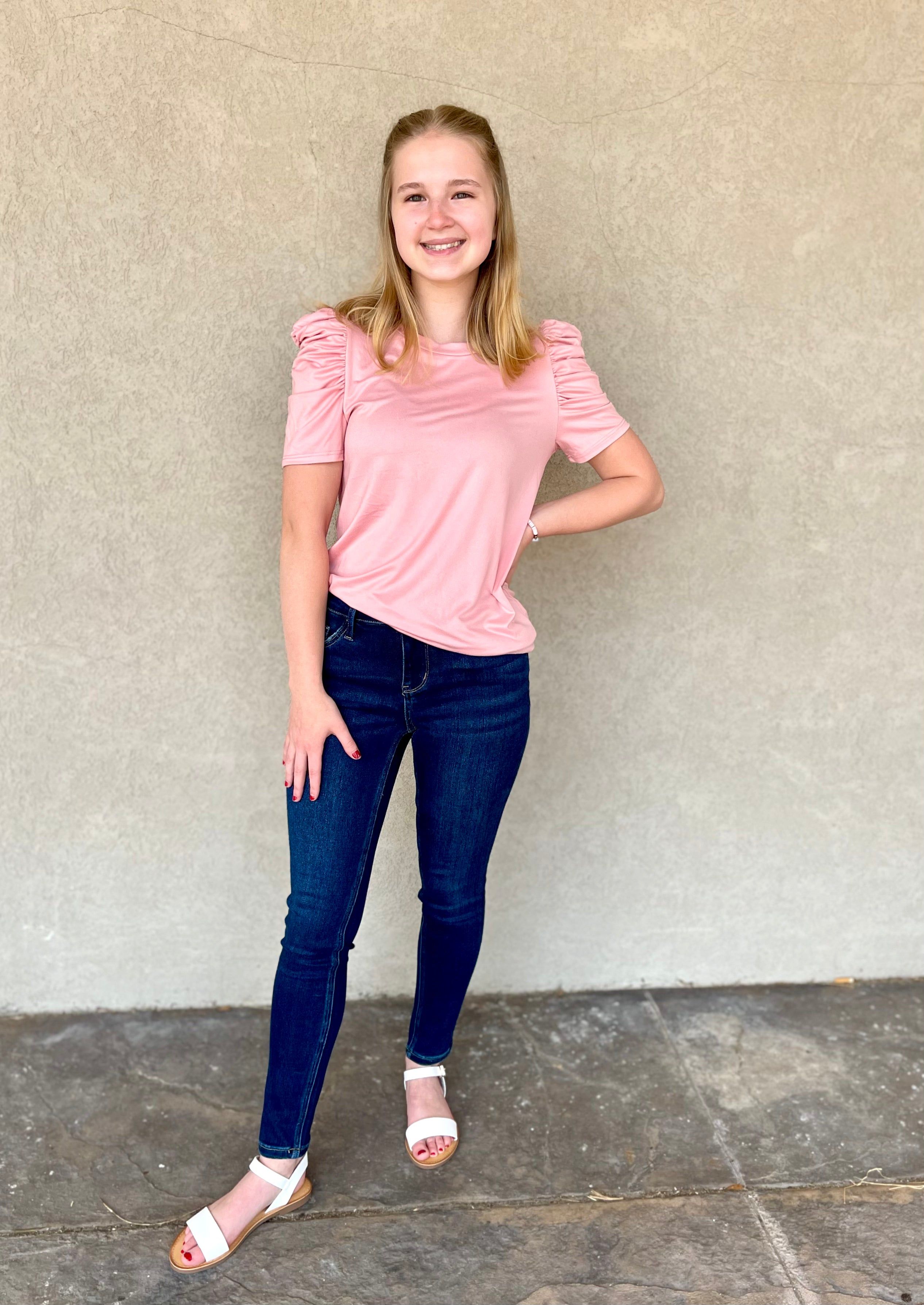 New Pink Ruffle Sleeve Detail Short Sleeve Top sold by The Dogwood Boutique product image thumbnail 2