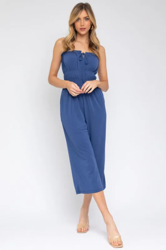 Sleeveless Drawstring Cropped Jumpsuit sold by The Dogwood Boutique