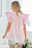 First Love Full Size Striped Flutter Sleeve Blouse sold by The Dogwood Boutique
