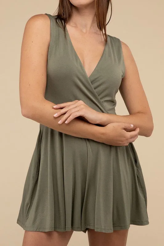 Surplice Neckline Sleeveless Romper sold by The Dogwood Boutique product image thumbnail 3