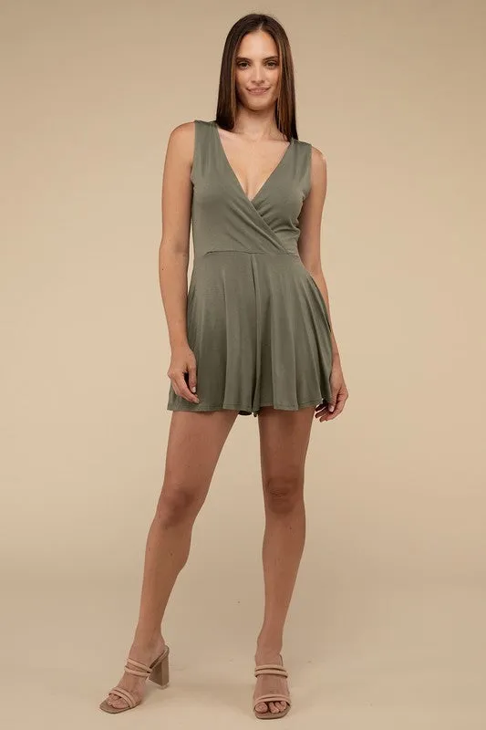 Surplice Neckline Sleeveless Romper sold by The Dogwood Boutique